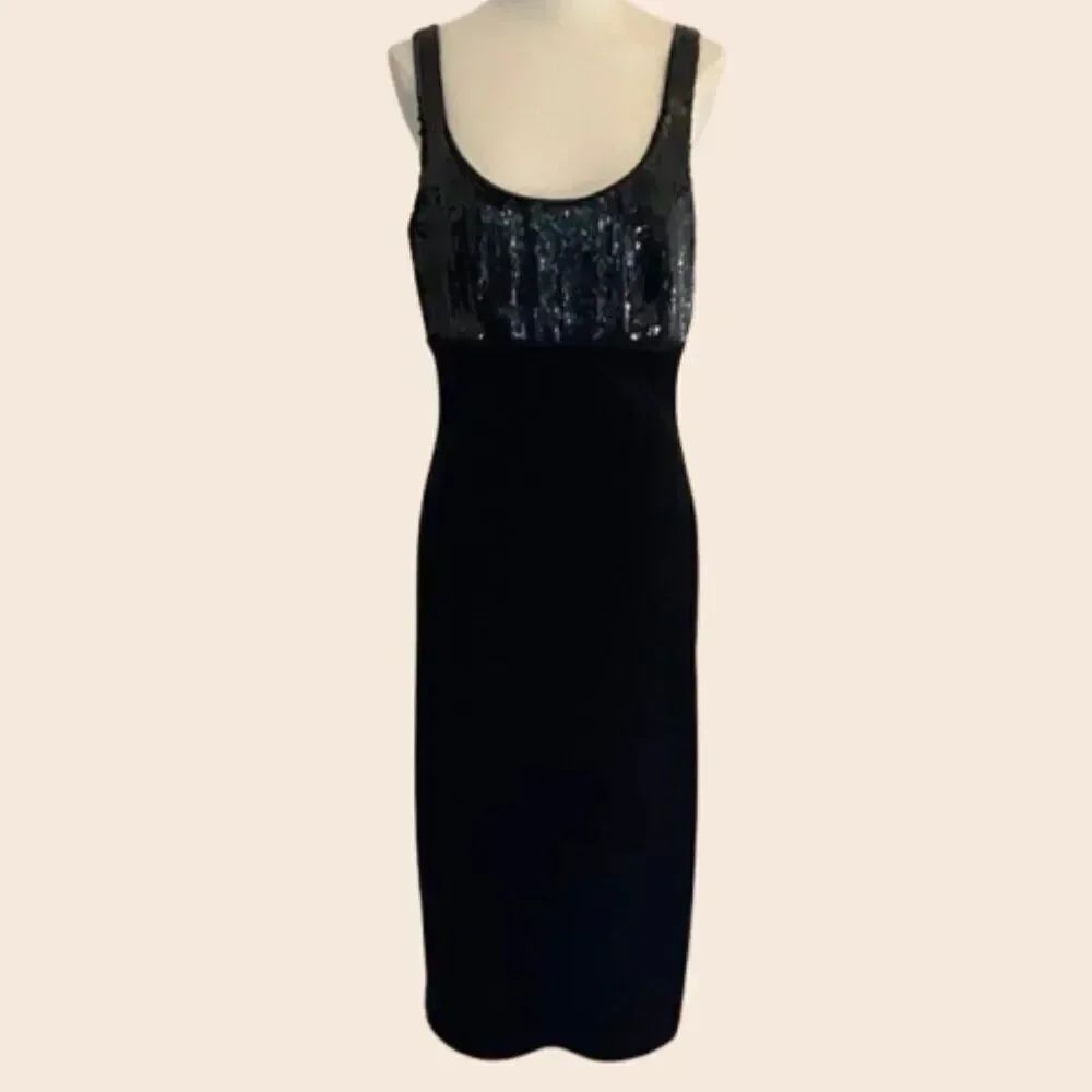 Vintage Rimini Black Velvet Maxi Cocktail Dress Size 12